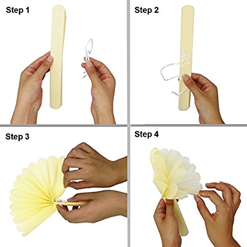 Tissue Paper Flowers Pom Poms Party Decorations Blue Yellow Pink Tassel garland for Baby Girl Unicorn Birthday Party Supplies Bridal Shower Decorative Decor 100% Premium Paper