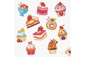 TINMI ARTS Magnets DIY Diamond Painting Kit, Diamond Painting Kits for Kids, Full Drill Fridge Magnets Sticker for Kitchen Refrigerator, Diamond Painting Stickers Cupcake Magnet Gem Art Kits for Kids