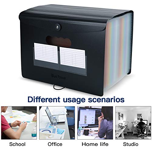 Accordian File Organizer,24 Pockets Expanding File Folder with Expandable Flap,Portable/Standing Plastic Filing Folder,Large-Capacity Rainbow Paper Bill Document Storage Box (A4 / Letter Size,2 Tabs)