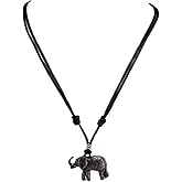BlueRica Elephant on Adjustable Black Cord Necklace