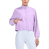 altiland Women's Athletic Running Yoga Gym Track Zip Up Cropped Jackets UPF 50+ Sun Protection Long Sleeve Workout Shirts