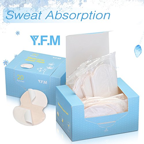 Underarm Sweat Pads, Y.F.M Underarm Antiperspirant Sticker Absorbing Sweat Pads non-woven fabric Disposable Shield Dress Shields Sweat Guard for Women and Men [40 Pack/20 Pairs]