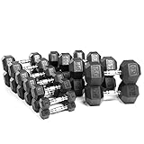 XMark Fitness Rubber Hex Dumbbell Set (5 - 50 -Pounds)
