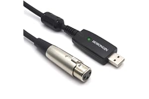 HOSONGIN XLR to USB Cable for Microphones, 48V Phantom Power Required for Condenser Microphones, Plug-and-Play Audio Adapter with Built-in DAC for Podcasting Recording Streaming and Karaoke, 10 Feet