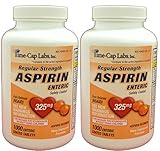 Aspirin Adult Regular Strenght Enteric Coated 325 mg Generic for Ecotrin Bayer Aspirin 1000 Tablets Per Bottle Pack of 2