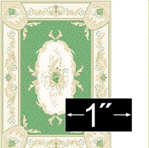 Brodnax Prints Dollhouse Miniature 1/48 Scale Rug, Aubusson Green