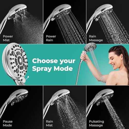 LOKBY High Pressure 6Settings Shower Head with Handheld 5'' Powerful