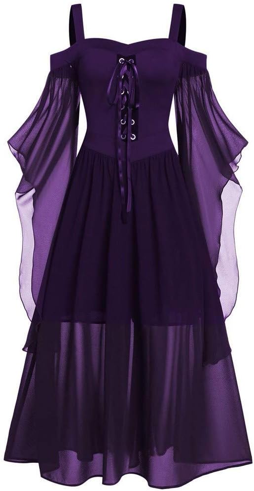 LRWEY Elegant Womens New 50s Summer Dress Rockabilly Vintage Dress Retro Cocktail Dress Grils Steampunk Gothic Skirt Gypsy Hippie High Stretchy Lace Skirts
