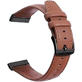 Bands Compatible with Fitbit Versa 3/ Versa 4/ Sense 2 and Sense Smartwatch, Soft Top Grain Genuine Leather Band with Metal Lock Replacement Strap Accessory Women Men