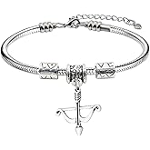Sportybella Elegant Silver Plated Adjustable Archery Bracelet | Love Charm Snake Chain Bracelet with Archery Pendant | Best Jewelry Gift for Archery Players and Team