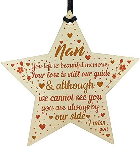 Cheyan Nan Memorial Christmas Tree Decorations Wooden Star Remembrance Plaque Keepsake Gift