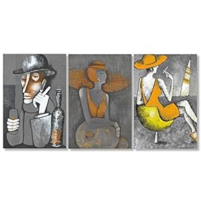 Canvas Wall Art European Painting Artwork for Home Prints Framed - 16"x24" x 3 Panels