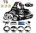 5000Lumen Bright 3 CREE XM-L XML T6 LED Headlamp,KissAir(TM) Waterproof Flashlight Torch 4 Modes Headlight with Rechargeable Batteries for Hiking Camping Outdoor Riding Night Fishing Hunting Running Night Riding