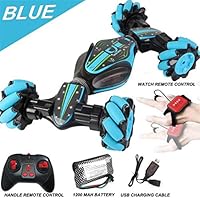 oldeagle Remote Control Stunt Toy Car for Children Gift, 2.4G Gesture Sensing Remote Control Stunt Car with Four-Wheel Drive, Off-Road & Sports Status, 45 Minutes Standby Suitable for Any Terrai(Blue)