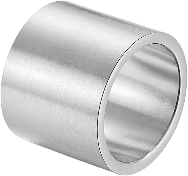INRENG Mens Womens Stainless Steel 19mm Wide Ring Big Cool Plain Band Matte Finish Flat Top Silver, Gold, Black