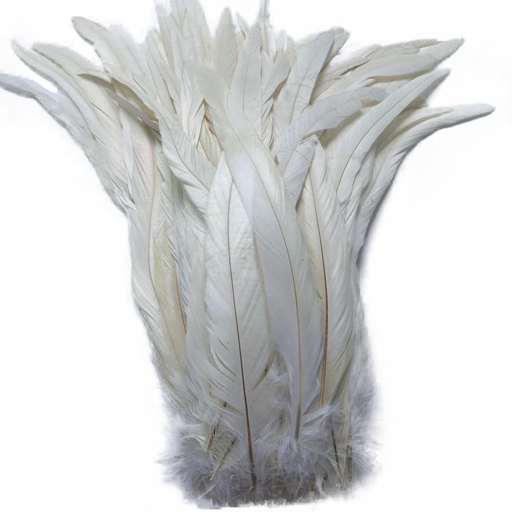 Sowder Off White Rooster Coque Tail Feathers 11-14inch Lengh Pack of 50