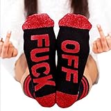 Matoen Women's Men's Fuck Off Letter Print Funny Cotton Sports Crew Socks, Sports Socks Red