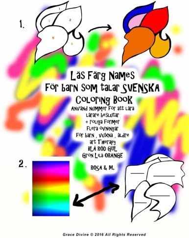 Läs Färg Names för barn som talar SVENSKA Coloring Book Använd nummer för att lära lärare beslutar + roliga former flera övningar för barn , vuxna , ... GUL Grön Lila ORANGE ROSA (Swedish Edition)