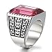 Boho Jewelry Mens Stainless Steel Cz Ring Vintage Large Charming Gemstone Band (11)