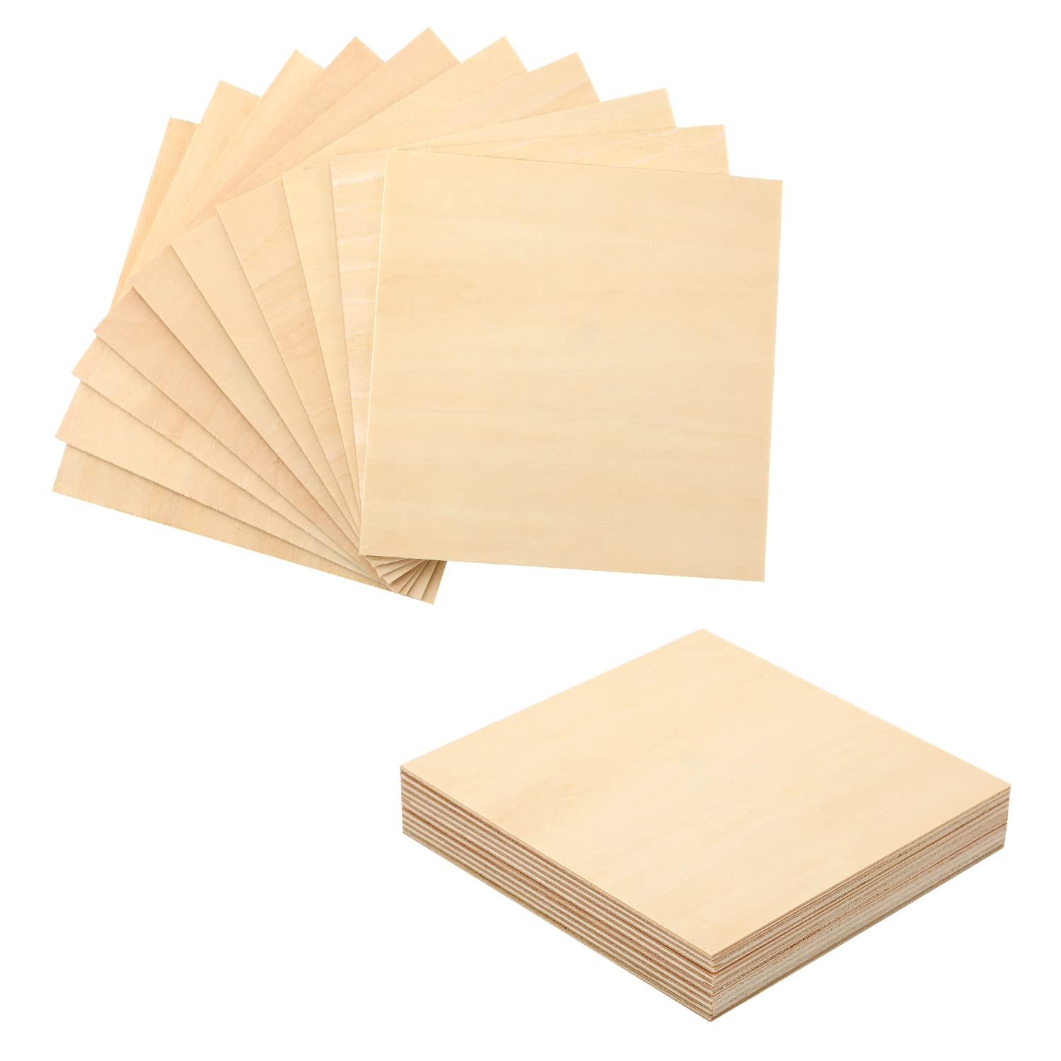 Savita 10pcs Balsa Wood Panels, 100x100mm Square Unfinished Wood Pieces Basswood Sheets for DIY Craft Projects Miniature Models Making