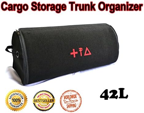 Car Cargo Storage Trunk Organizer 42L Auto Boot Folded Bag Premium Quality Durable First Aid Emergency Kit Box Cargo Tray Universal Vehicle Fit Lincoln Navigator Aviator MKX MKC MKZ Town Car