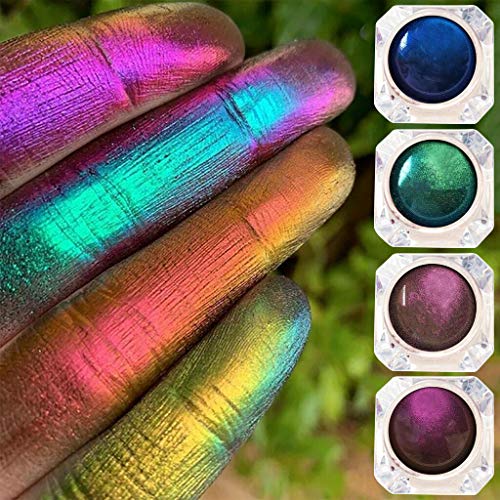 TooTu 1/2/3/4PCS Multi-Chrome Shade Shifting Pigments Eye Shadow - Multi-Functional Smokey Professional Makeup Palette Powder,Lip Gloss, Eye Shadow and Nail Coating - for Face/Body/Nails (4PC)