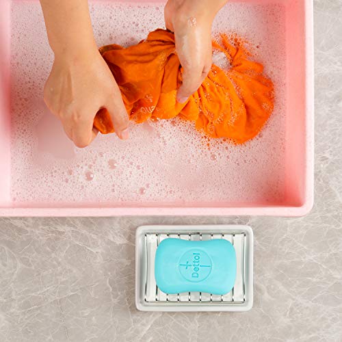 Slideep Ceramic Soap Dish Holder, Stainless Steel Soap Bar Holder for Bathroom and Shower, Double Layer Draining Soap Box - Thumbnail 4