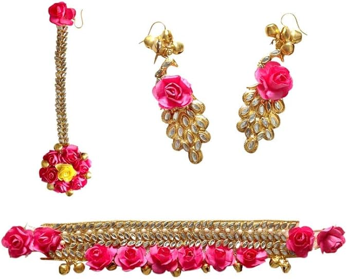 Shinestone Floral Jewellery Haldi Mehendi Baby Shower