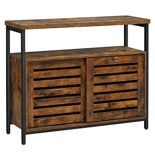 VASAGLE Buffet Sideboard, Kitchen Storage Cupboard with Sliding Doors, Steel