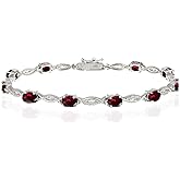 Bracelet for Women, Birthstone Bracelet, Oval Cut Swirl Design, Genuine or Synthetic Gemstone Bracelet, Tennis Bracelet, Sterling Silver Bracelets or Gold Flash Silver Bracelet with Gift Box