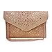 Mily Glitter Sequins Envelop Clutch Tote Shoulder Bag Handbag, Beige, One Size