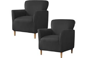 Gollense Banquet Armchair Slipcover Luxury Velvet Chair Slipcovers with Arms Stretch Chair Covers for Living Room Soft Club Chair Cover Anti Slip Dog Pet Friendly Furniture Protector, 2PCS, Black