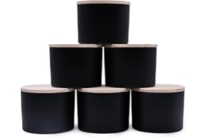 SHOWIN 18 OZ Thick Candle Jars for Making Candles 6 Pcs, Empty Jars with Wood Lids for Candle Making, Sample Container,Matte Black