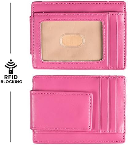 Money Clip Front Pocket Wallet Slim Minimalist Wallet RFID Blocking (Pink)