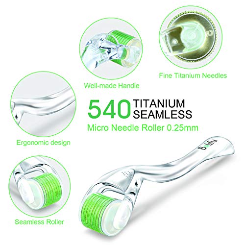 Derma Roller Microneedles for face, 540 Titanium Seamless Micro Needle Roller 0.25mm Cosmetic Needle Skin Care Tool