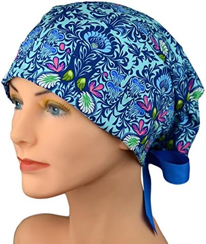 Womens Surgical Scrub Hat Adjustable Medium to Large (Indigo)