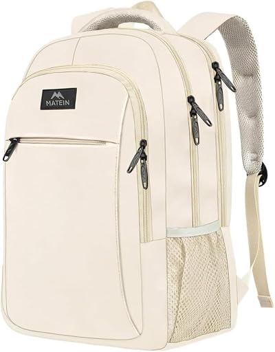 MATEIN Travel Laptop Backpack 15.6 Inch Anti Theft Water Resistant Beige