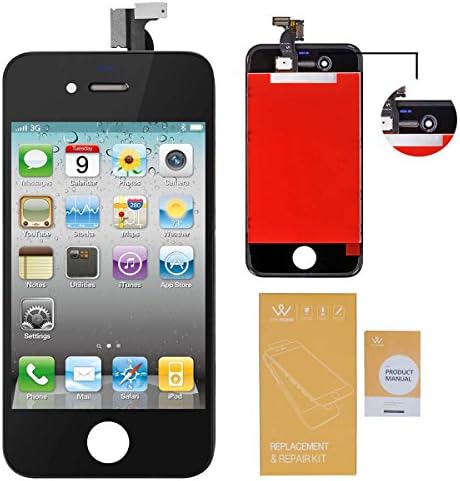 WEELPOWER LCD Touch Screen Digitizer Glass Replacement Assembly for iPhone 4 (GSM Version)with Repair Tool (Black)