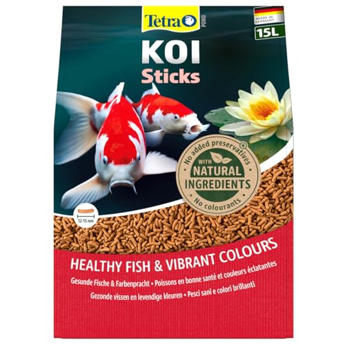 Tetra Pond Koi Sticks - Koi-Futter für farbenprächtige Fische und eine verbesserte Wasserqualität, 15 L Beutel