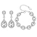 mecresh Flower Teardrop Clear Austrian Crystal Jewelry Sets for Women or Bridesmaids 2022 Fashion Jewelry(1 Set Earring,1PCS Bracelet)