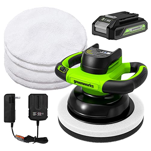 Greenworks 24V Powerful Cordless Car Buffer & Polisher, 10inch pad