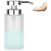 UHEY HOME Glass Soap Dispenser Bathroom, 11oz Liquid Hand Lotion Refillable Soap Dispenser with Rust-Proof Plastic Pump for Kitchen