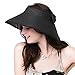 Simplicity Women's Roll Up Wide Brim Straw Sun Visor Hat Black
