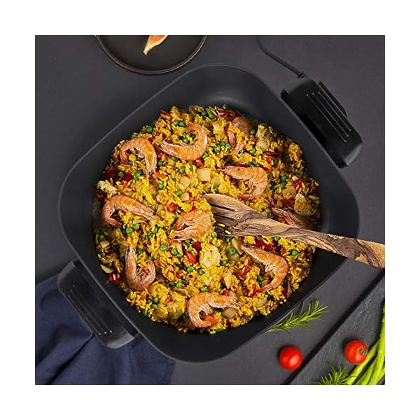 Uten Multi Function Electric Cooker Pan with Glass Lid , Integrated Kitchen Pot , Electric Hot Pot , Electric Barbecue Grill ,  Adjustable Temperature Control , Cool Touch Handles & Non-Stick