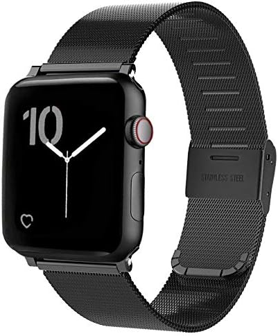 MAIRUI Compatible with Apple Watch Band Milanese Loop 40mm, Stainless Steel Mesh Bracelet Accessories for iWatch Series 4 (Black)