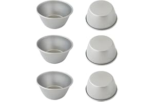 Metal Pudding Moulds, Carbon Steel Popover Pans Egg Tart Molds, Individual Small Flan Baking Cups, Mini Round Cake Tin for Ch