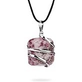 AYANA Lepidolite Crystal Necklace – Handmade Ethically Sourced Gemstone Pendant for Women, Libra Zodiac, September Birthstone, Heart & Crown Chakra Alignment