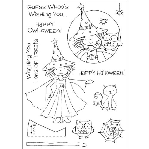 Stampers Anonymous Honeypop Stamp Set, 4 by 5.25-Inch, Halloween Witch, Clear
