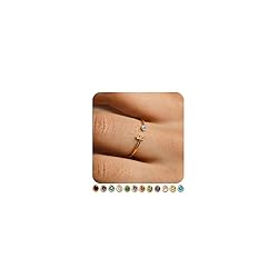 FUNEIA Initial Birthstone Rings for Women Non