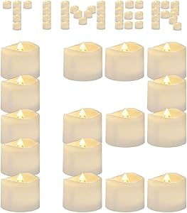 AMAGIC Timer Tea Lights 12 Pack, Flameless Flickering LED Tea Light Candles for Christmas Decor, 6 Hours on and 18 Hours Off, Warm White, D1.4'' H1.25'', Much More Convenient
